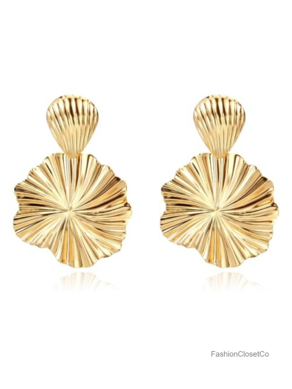 Gold Flower Earrings for Women Sculptural Drop Dangle Boho Statement
